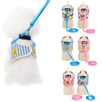 

Cartoon Breathable Pet Chest Strap Small Medium Large Dog Harness Adjustable Pet Dog Chest Wrap Vest with Nylon Leash