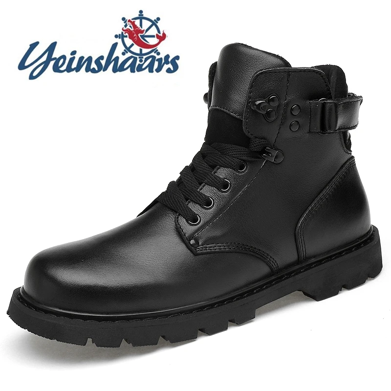 Мужская зимняя обувь из натуральной кожи Теплая для мужчин Ботинки Martin