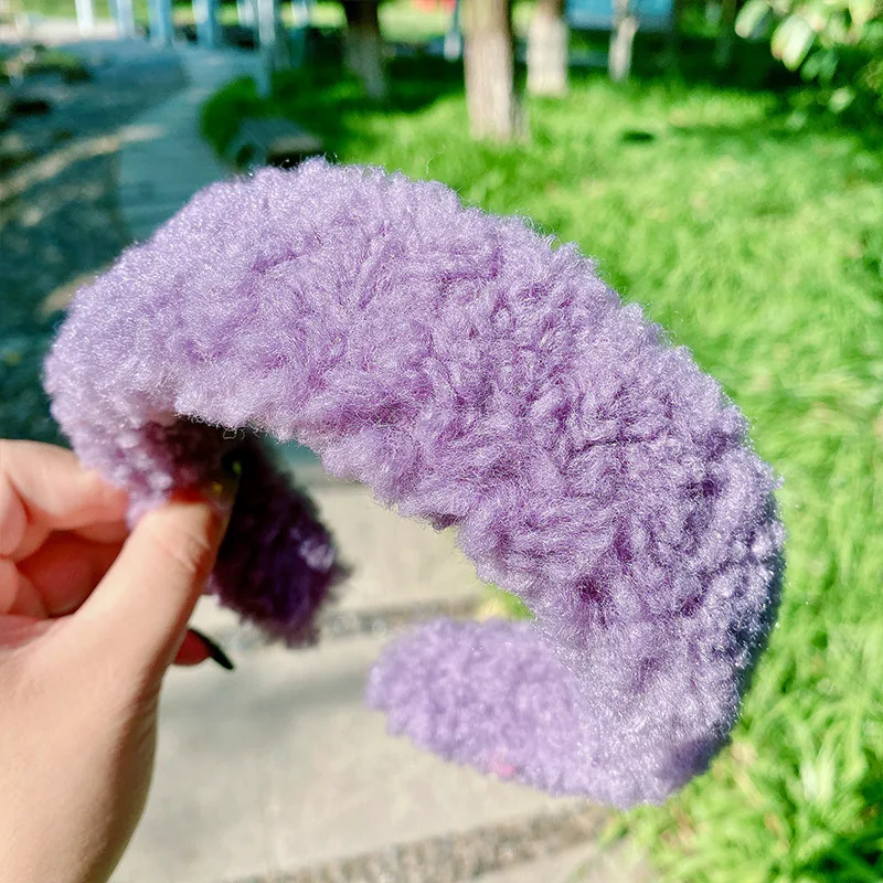 Зимние милые повязки на голову из овечьей шерсти для девочек, милые повязки на голову для детей, теплые повязки на голову из берберского флиса, модные аксессуары для волос - Цвет: 4