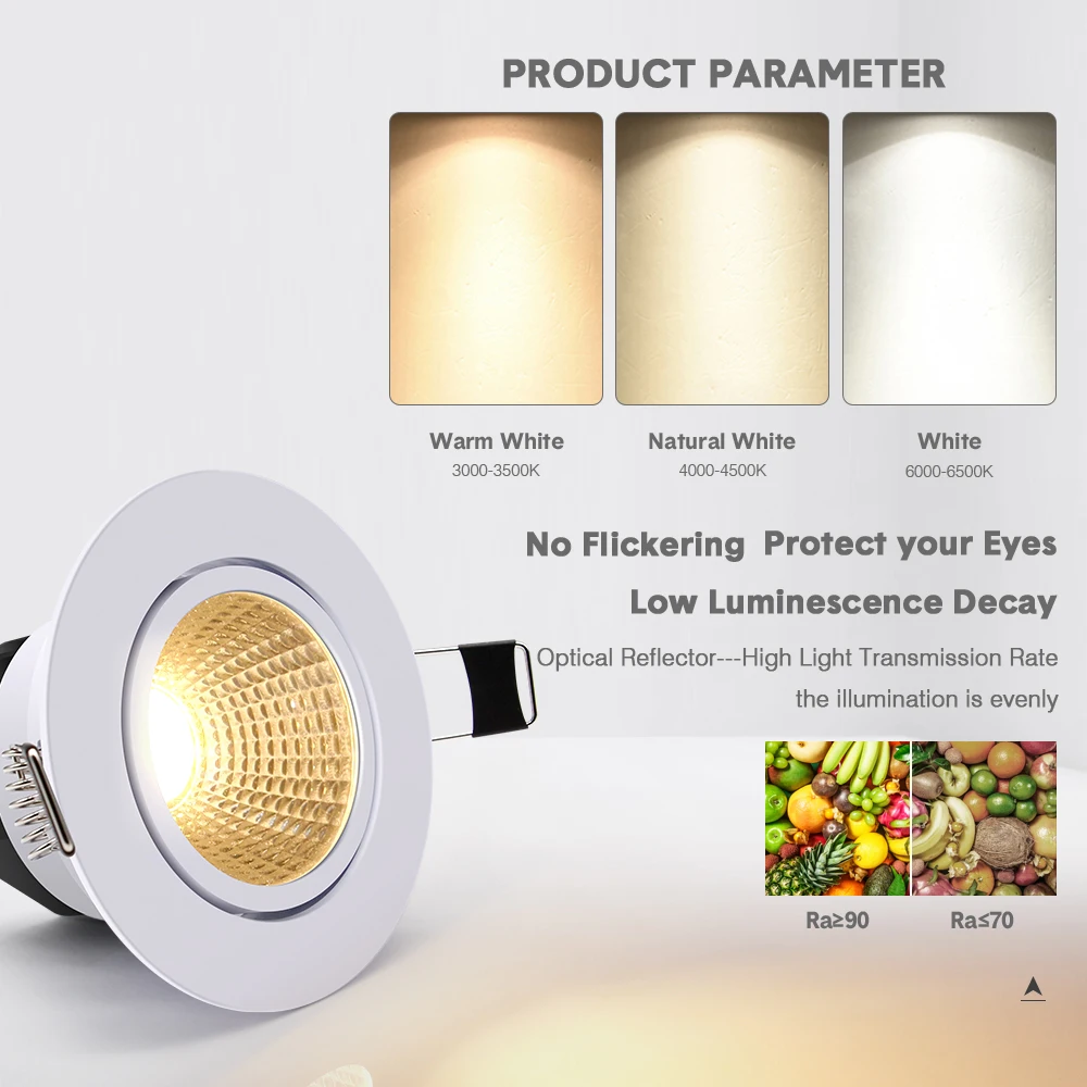 [DBF] Черный/Белый Круглый Встраиваемый светодиодный СИД Dimmable вниз светильник COB 6