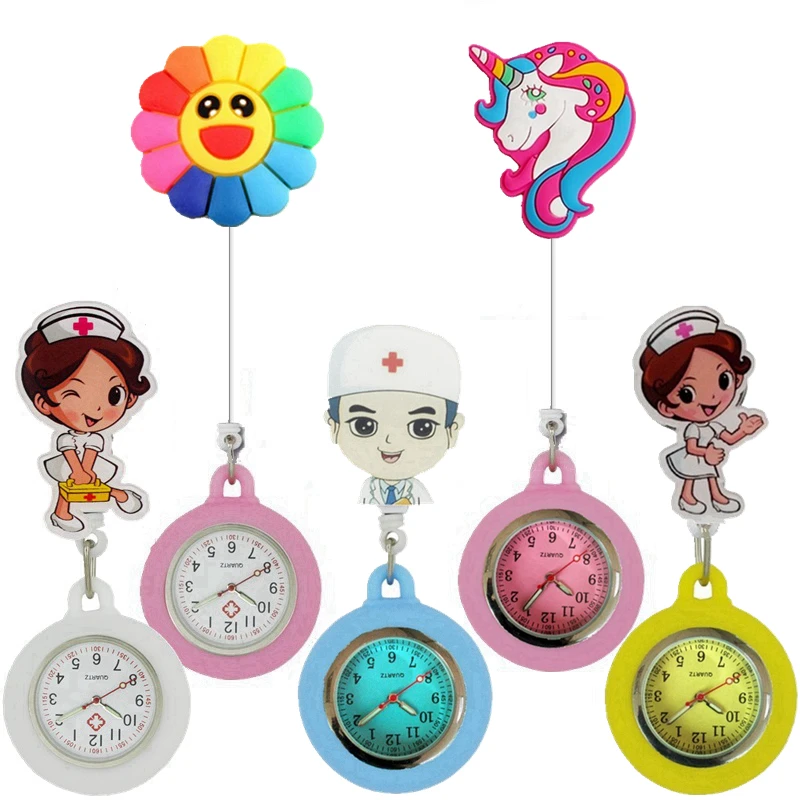 50pcs-lot-fashion-lovely-3D-cartoon-animal-nurse-FOB-pocket-watches-ladies-women-doctor-scalable-Badge
