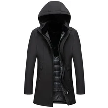 ZYFPGS 2 шт./компл. черный Для Мужчин's пуховик приталенная куртка с капюшоном, на утином пуху, пальто пуховик для Для мужчин зима теплая подарок для мужа