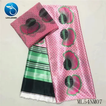 

LIULANZHI African silk fabrics ribbon sailk fabric for dress pink satin fabric High quality 4+2yards ML54NM07