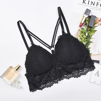 

Female Floral Lace Bra Brassiere Women's Underwear Sexy Y-line Straps Padded Bralette