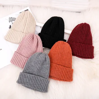 

Winter Adult Unisex Warm Knitted Acrylic Hat Women Candy Color Ski Cap Men Striped Beanies Skullies 10 Colors