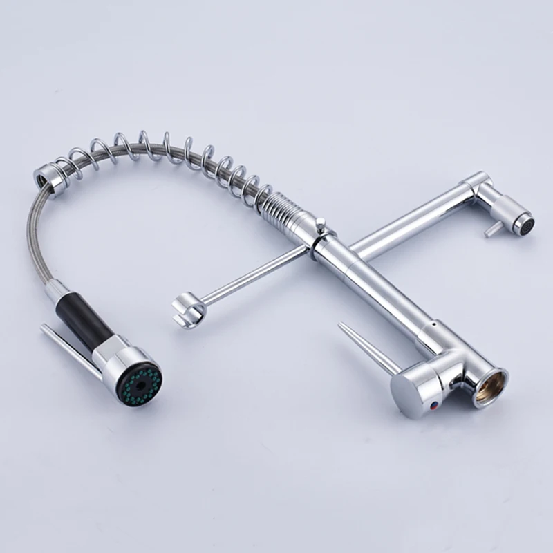  Uythner Chrome Brass Basin Kitchen Faucet Vessel Sink Mixer Tap Spring Dual Swivel Spouts Sink Mixe - 4000186989076