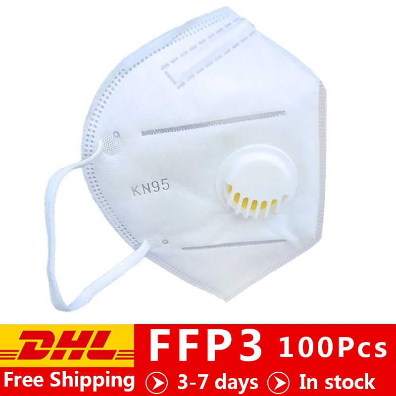 

200pcs 5 Layer ffp3 N95 Mask Breathing valve KF94 FFP2 Anti Infection KN95 Face Masks Respirator masque face anti dust filter