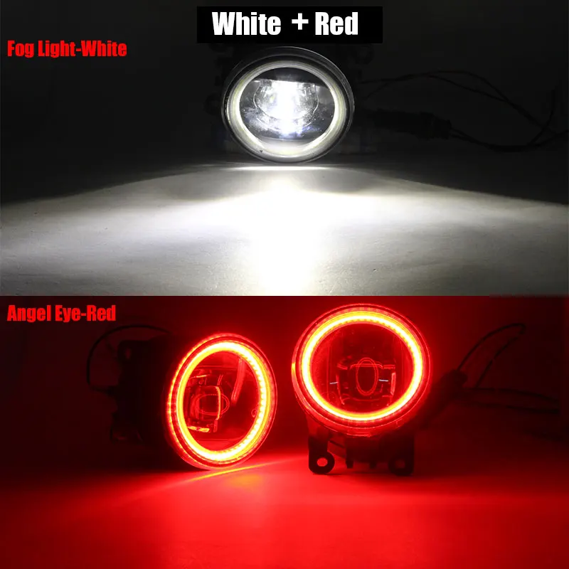Cawanerl для peugeot путешественник- автомобиля H11 светодиодный лампы передние противотуманные фары светильник 4000LM Ангел глаз DRL Дневной светильник 12V - Цвет: White and Red