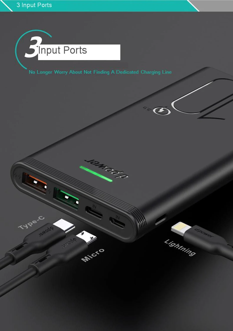 Vogek 18 Вт usb type C PD внешний аккумулятор для iPhone 11 Pro Max huawei samsung 10000 мАч Быстрая зарядка 3,0 внешний аккумулятор