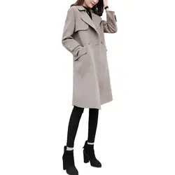 Осенне-зимняя куртка Женское пальто шерстяное пальто элегантное двубортное длинное Шерстяная Смесь верхняя одежда Abrigos Mujer