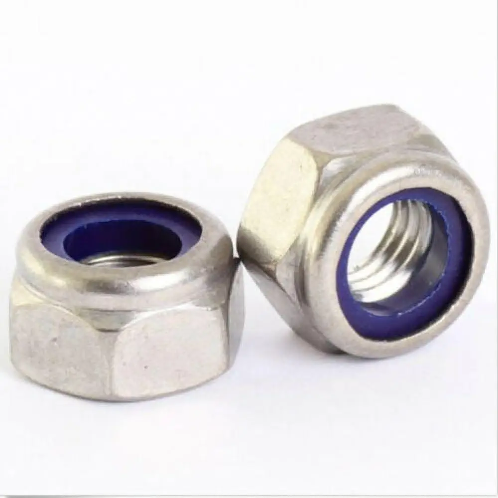 10pcs 3/8-16 Stainless Steel Nylon Insert Hex Lock Nuts 