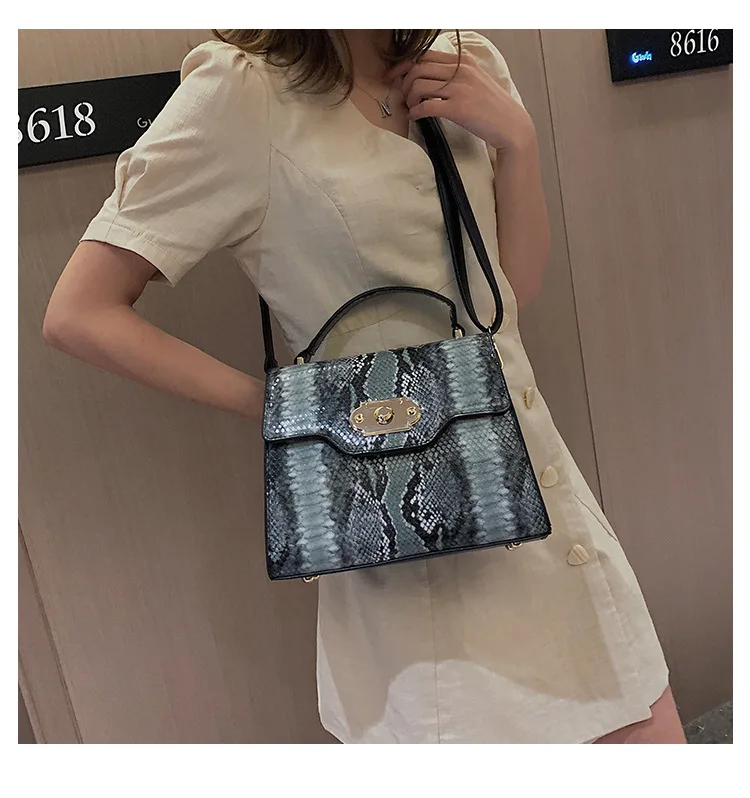 Female Small Messenger Handbag Women Tote Bag Faux PU Leather Colorful Snake Skin Bag Square Shoulder Python Bags for Women 2019 (12)