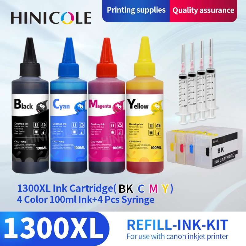 

Hinicole PGI-1300 PGI1300 Refill Ink Kit + Printer Ink Cartridge for Canon 1300 XL MAXIFY MB2330 MB2030 MB2130 MB2730 With Chip