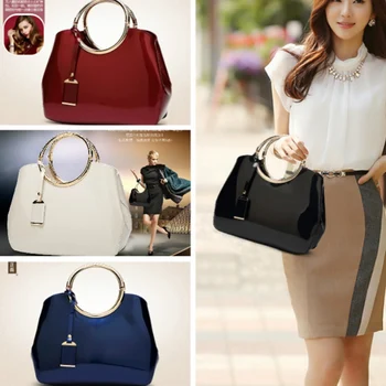 

Girl Handbags Patent Leather Top Ring Handle Handbags Shoulder Bag Multipurpose Crossbody bag For Women Totes Sac Bolsos Mujer