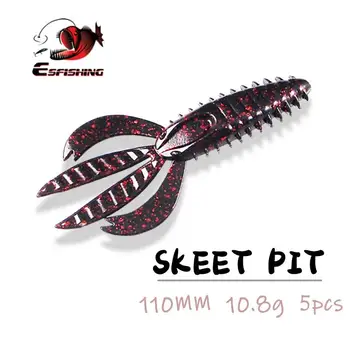 

ESFISHING Fishing Soft Lures Bait Skeet Pit Boss 5pcs 110mm Tackle Troll Silicone Bait Pesca Soft Trout Lure Isca Artificial