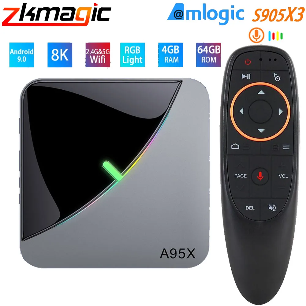 ТВ-приставка A95X F3 Air 8K Android 2 4 с чипом Amlogic S905X3 Youtube G и 5G двойной Wi-Fi Bluetooth Smart TV