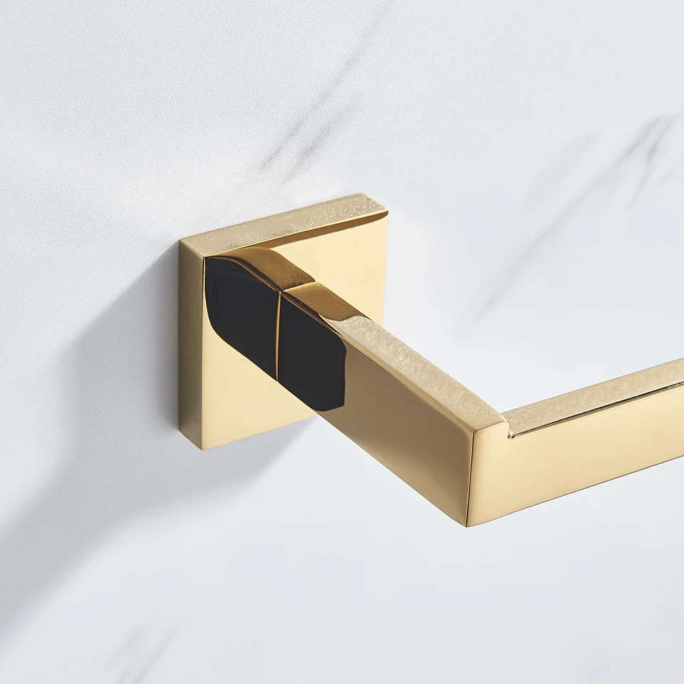 Bathroom Hardware Gold Polish Bathrobe Hook Towel Rail Bar Rack Shelf Tissue Paper Holder