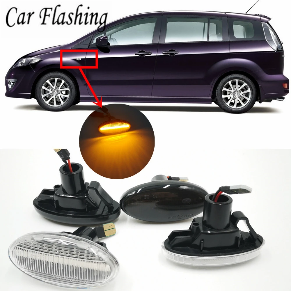 

CSGJMY 2 Pieces Car Led Dynamic Side Marker Turn Signal Light Sequential Blinker Light For MAZDA 3 For MAZDA 2 Mazda 5 MPV