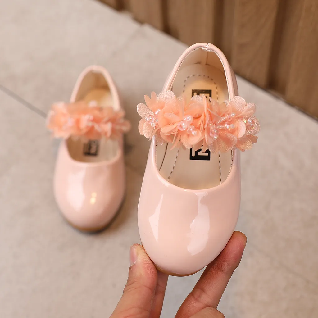 TELOTUNY Kids Girls Summer Soft Soled Flower Solid Color Casual Sandals Leather Slip-on Dress Party Princess Shoes First Walker