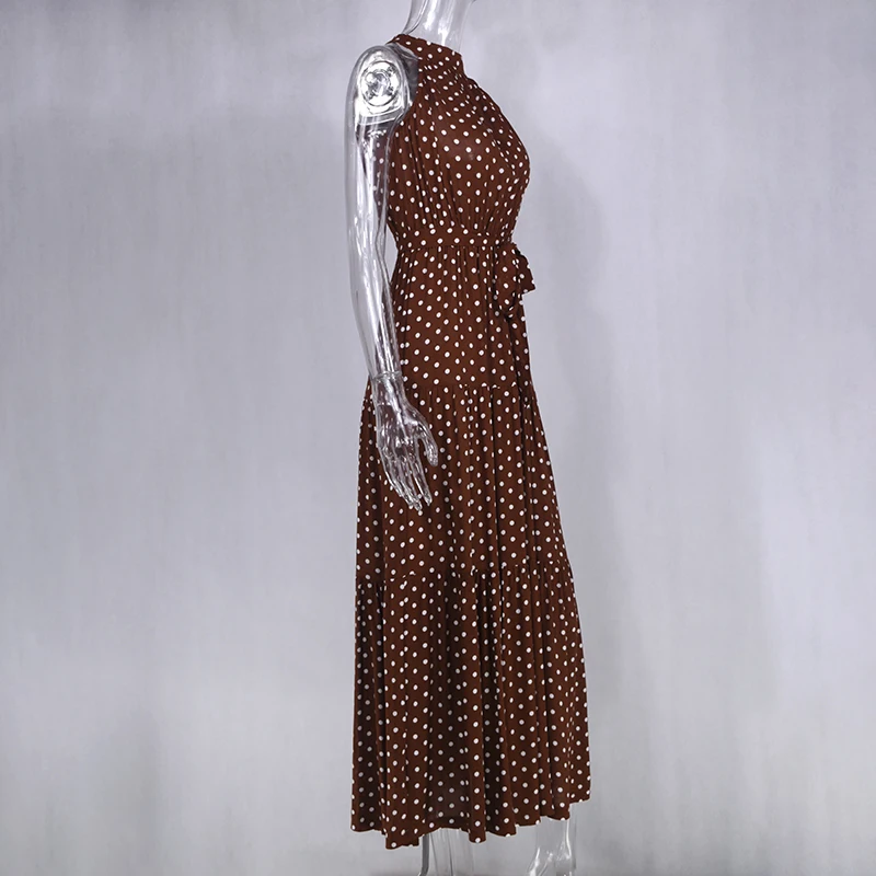 Summer Long Dress Polka Dot Casual Dresses Black Sexy Halter Strapless New 2021 Yellow Sundress Vacation Clothes For Women