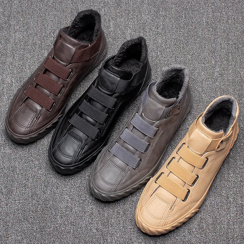 Зимние ботинки; мужские теплые ботинки; botas hombre; мужские зимние кроссовки; кожаная обувь с микрофиброй; мужские зимние ботинки из плюша; chaussure homme Zapatos