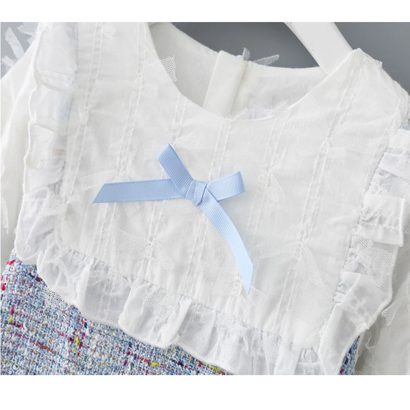 Детское платье с длинными рукавами для новорожденных 6, 9, 12, 18, 24 месяцев, одежда для маленьких девочек модное дизайнерское праздничное платье принцессы для дня рождения