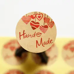 102 шт в винтажном стиле сердца крафт-бумага Круглая этикетка ручной работы наклейка для выпечки Упаковка для печенья мешок украшения