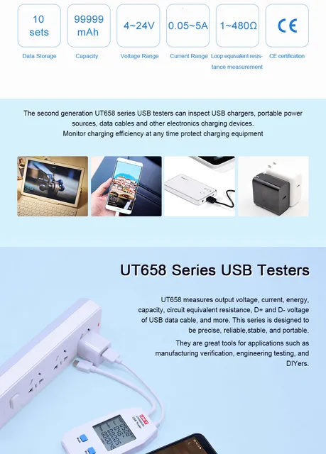 UT658 Tester USB Doppia Interfaccia: Controlla Tensione, Corrente E Capacità Per Caricabatterie E Power Bank - Foto 2
