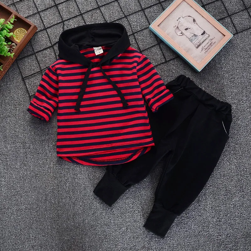 

2019 Korean-style Childrenswear BOY'S Spring Hoodie 1-5-Year-Old Stripes Hoodie Two-Piece Set