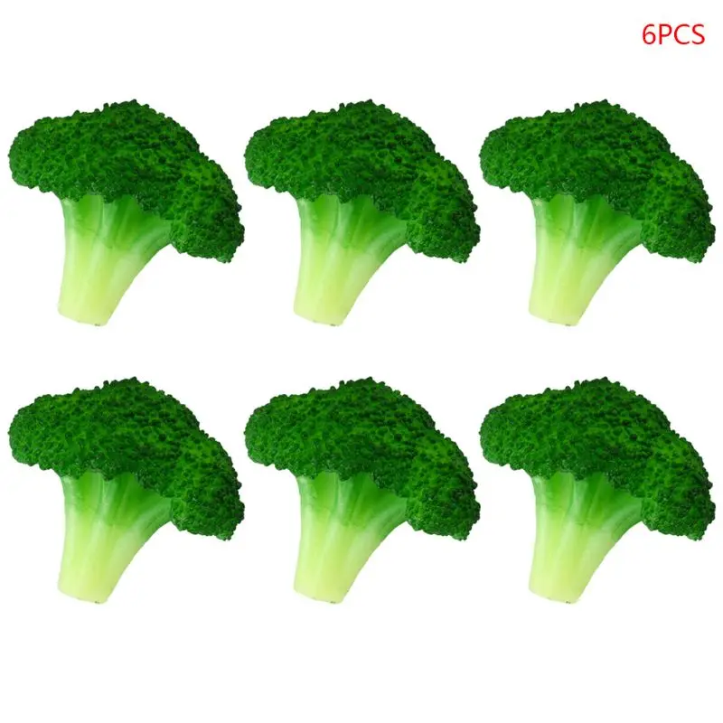 

6pcs Realistic Lifelike Artificial Broccoli Cauliflower Simulation Fake Vegetable Display Home Decoration High Quality