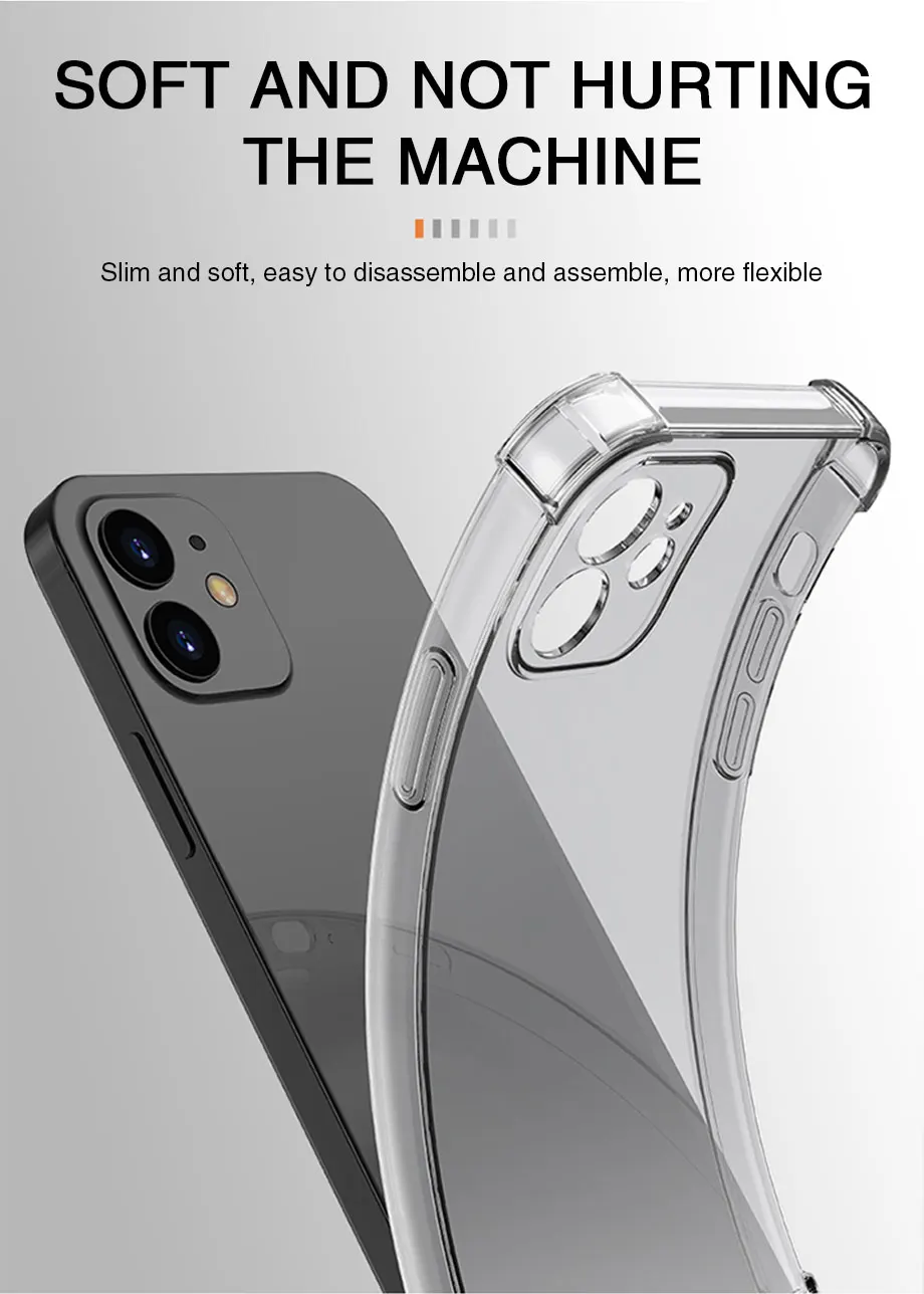 Thick Shockproof Silicone Phone Case For iPhone 13 12 11 Pro Xs Max X Xr lens Protection Case on iPhone 6s 7 8 Plus Case on SE phone pouch case