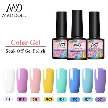 

MAD DOLL 8ml Nail Gel Summer Series Soak Off UV Gel Varnish Nails Semi Permanant UV Gel Nail Art Need Led Lamp Top Coat