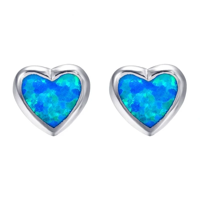 

Stylish Woman Heart-shaped Blue/white/green Earrings Bride Princess Wedding Engagement Jewelry Accessories