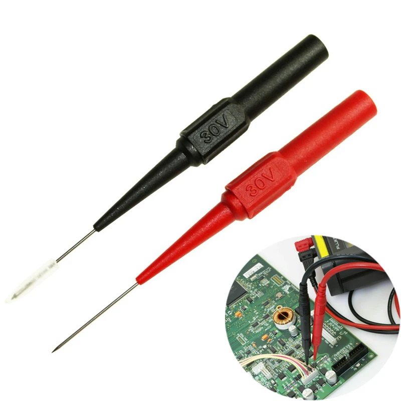 

4pcs Multimeter Test Leads Extension Cord Red/black 30V-60V Non-destructive Back Probes Sharp Needle Insulation Piercing Needle