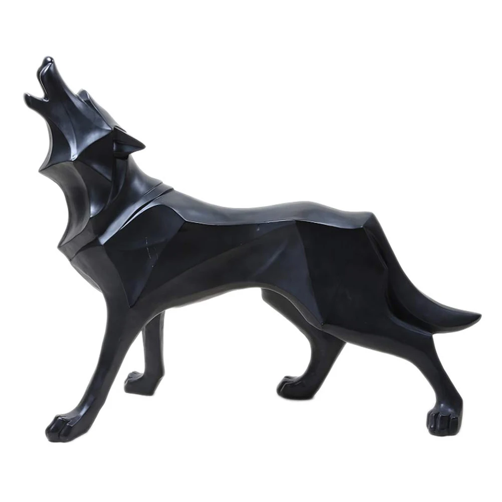 

Geometric Ornament Table Craft Gift Portable Decoration Standing Home Art Resin Nordic Style Wolf Statue Simulation Animal