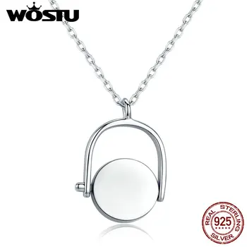 

WOSTU Real 100% 925 Sterling Silver Necklace Wedding Anniversary Long Chain Necklace For Women Fashion Fine Jewelry CQN338