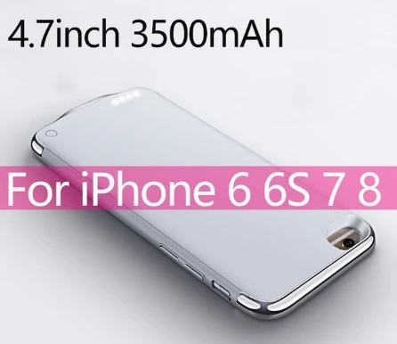 For 6 7 8 i6s Silver Портативный чехол для аккумулятора мобильного телефона для iPhone 6, 6s, 7, 8 Plus, X, XR, Дополнительный внешний чехол-батарея для телефона, крышка повербанка - Цвет: For 6 7 8 i6s Silver