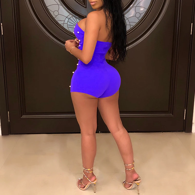 Женские Обтягивающие Комбинезоны с поясом и бусинами сексуальные Клубные