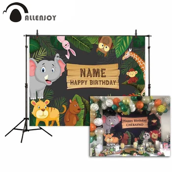 

Allenjoy Safari Party Background Jungle Happy Birthday Plank Photography Photozone Banner Baby Shower Spring Backdrop Wall Decor