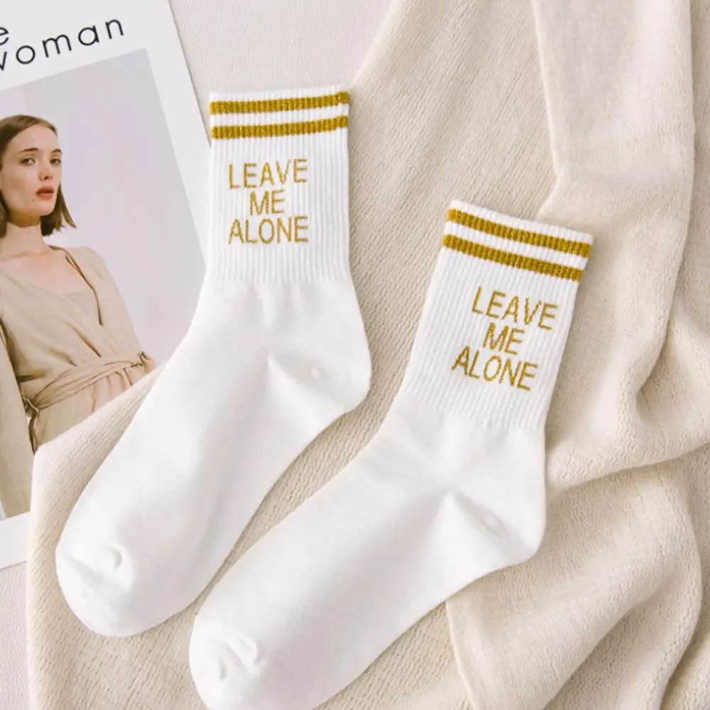 1 пара, теплые носки с забавными надписями, Осень-зима, носки с юмором хлопковые носки в стиле гранж для девочек, классные Белые Повседневные носки в стиле Харадзюку - Цвет: A3