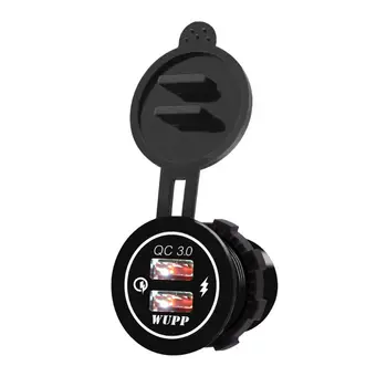 

Aluminum Waterproof Dual QC 3.0 USB Fast Charger Socket Power Outlet With Led Light for Car Boat Marine Rv Motorcycle Mobile