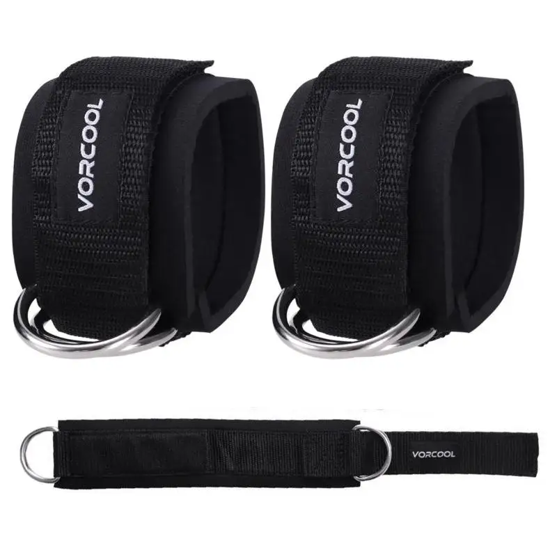 Punhos para Exercícios de Ginástica Perna com Bolsa de Transporte Vorcool Esporte Tornozelo Cintas Acolchoadas D-ring Cabo Máquinas Exercícios Preto 2 Pçs Mod. 174349
