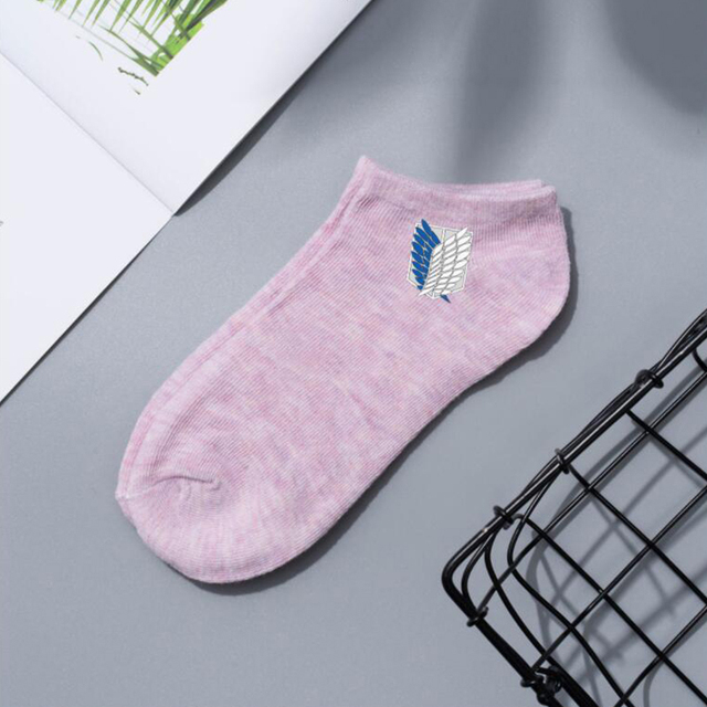Attack On Titan Cotton Ship Socks Cartoon Pattern Breathable Short Antiskid Casual Summer Sock Men Women Sport Accessories