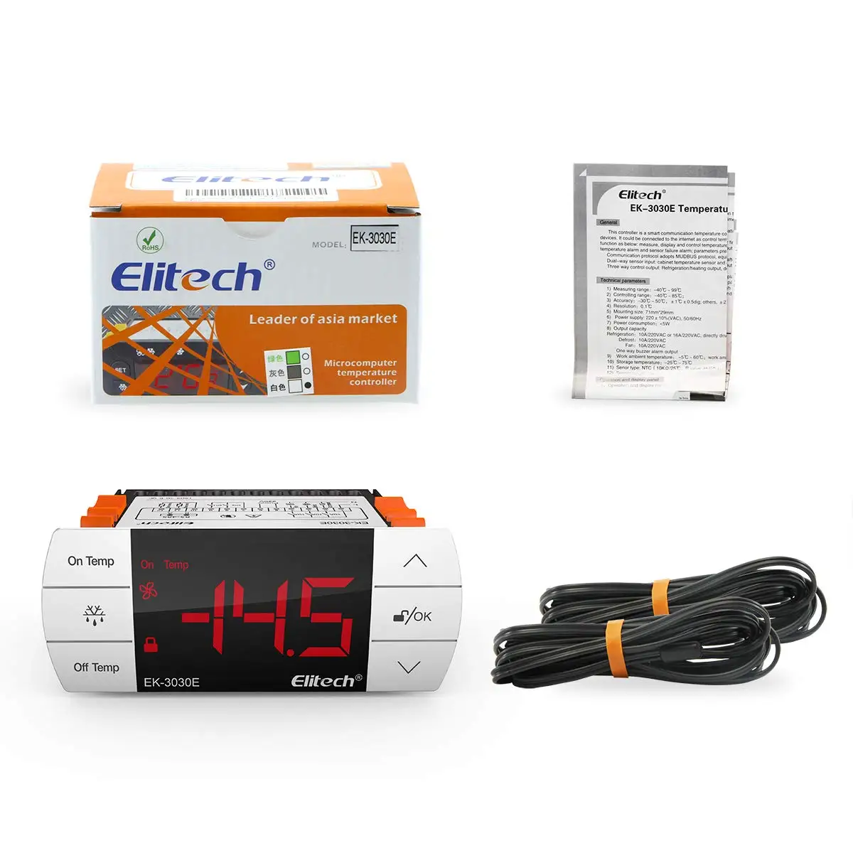 Elitech EK-3030E 110V Temperature Controller Thermostat Control System US CA Elitech EK-3030E 110V Temperature Controller Thermostat Control System US CA