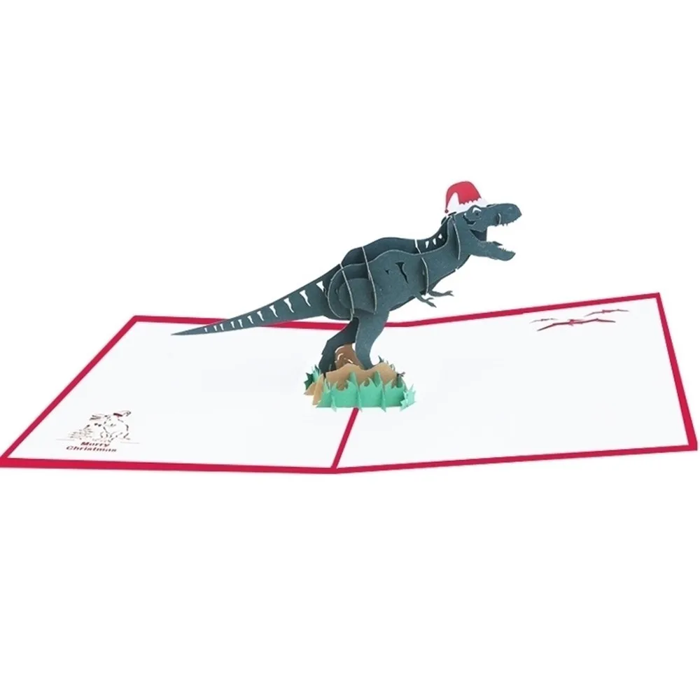 20X15 см Рождественская открытка 3D Динозавр выдолбленная бумажная скульптура поздравительная открытка DIY рождественские открытки для благословения праздничные принадлежности