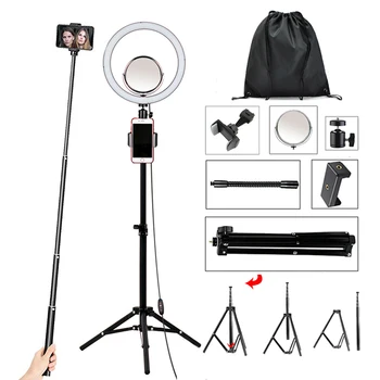 

22cm/32cm Ring Light with Self-timer tripod Makeup Mirror Phone Clip for Photography Light Photo Studio Selfie Youtube live