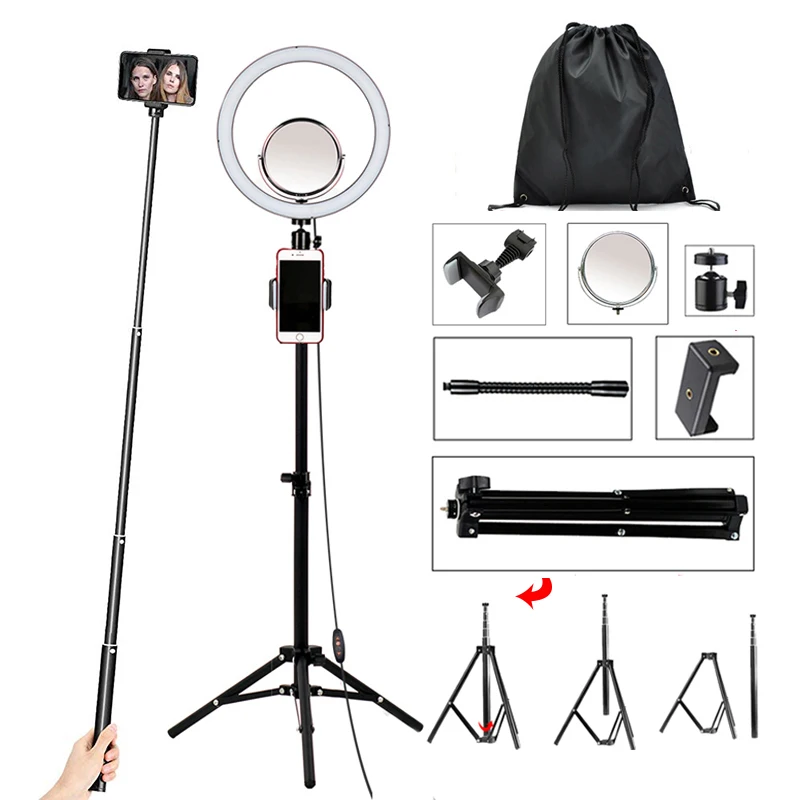

32cm Ring Light with Self-timer tripod Makeup Mirror Phone Clip for dropshipping