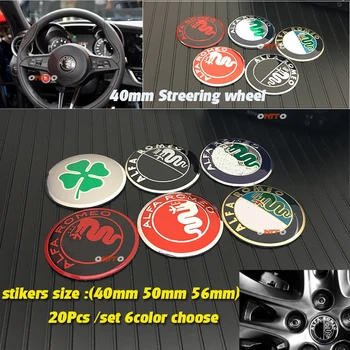 

20pcs 40mm 4cm 550mm 5cm 56mm 5.6cm wheel center hub caps cover stickers 40mm steering wheel badge emblem sticker for alfa romeo
