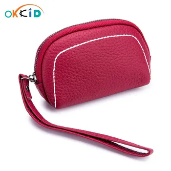 

OKKID genuine leather wallet for girls Christmas Gift kids coin purse women mini money bag female leather purse with wristlet