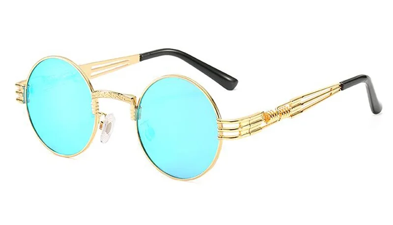 MAXJULI Steampunk Round Sunglasses for Men Women Alloy Eyeglasses Circle Shape Brand Designer Sun glasses Mirror UV_voghion.com